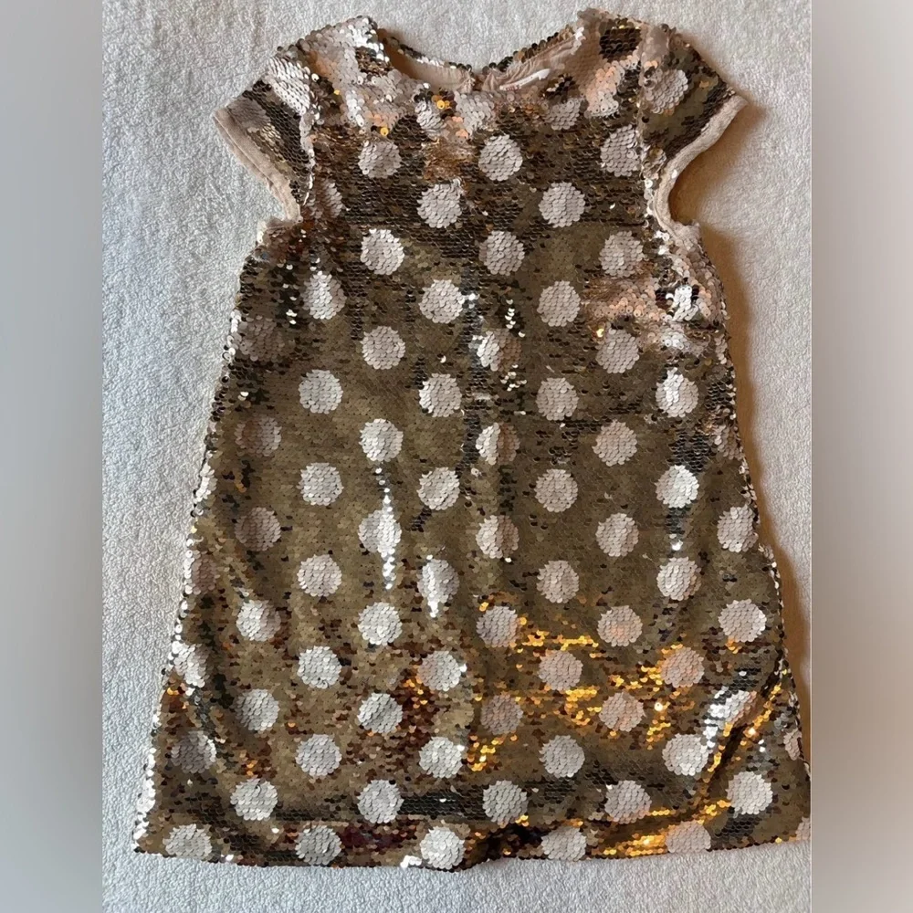 Du Pareil Au Meme Gold SequinPolka Dot Dress, 4T. Sparkly Holidays Christmas